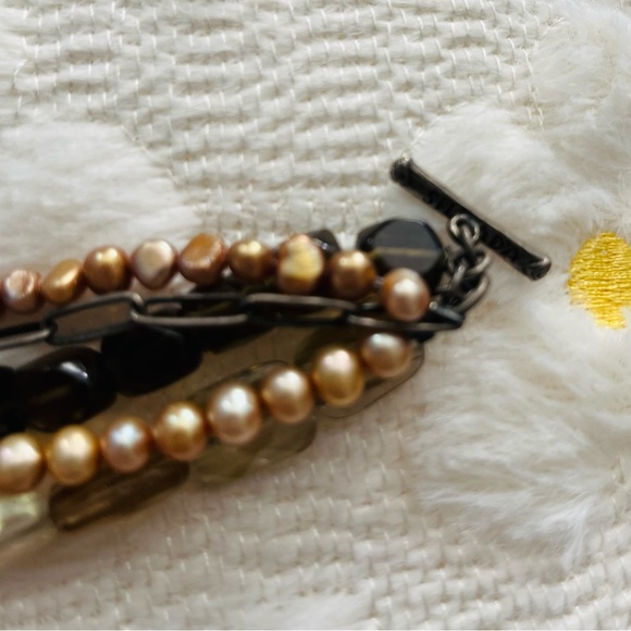 Retired Silpada Bracelet in Silver, Smoky Quartz, Sunstone and Freshwater Pearls